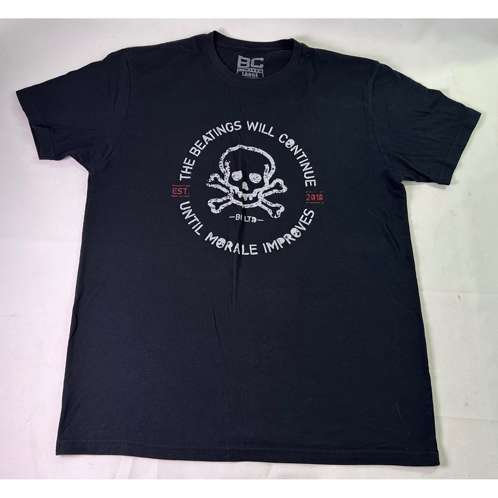 BC‎ Limited The Beatings Will Continue Until Morale Improves Skull Shirt L Black